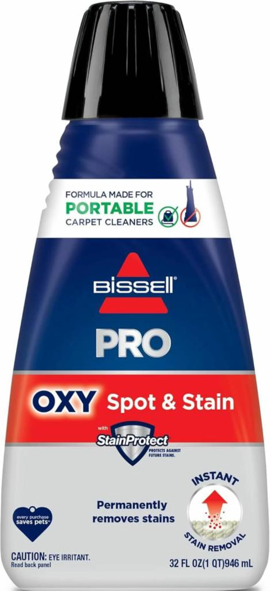 Bissell Portable Carpet Cleaner Solution - Spot & Stain Remover with Oxy Formula, 32 Oz Bottle for Professional Cleaning Machines