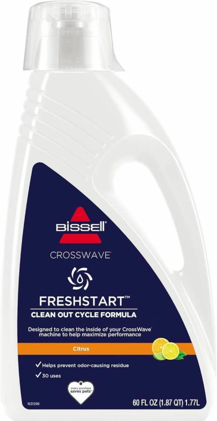 Bissell FreshStart CrossWave Cleanout Formula 60oz - Citrus Scent, Prevents Odor-Causing Residue, Machine Cleaner for CrossWave Pets & Hard Floor Cleaners