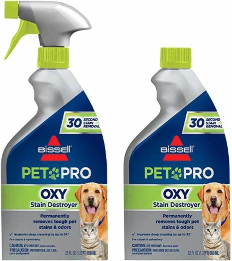 Bissell 17739 Pet Pro Oxy Stain Destroyer Carpet & Upholstery Cleaner, 22 Oz 2-Pack, Eliminates Odors & Stains for Pets