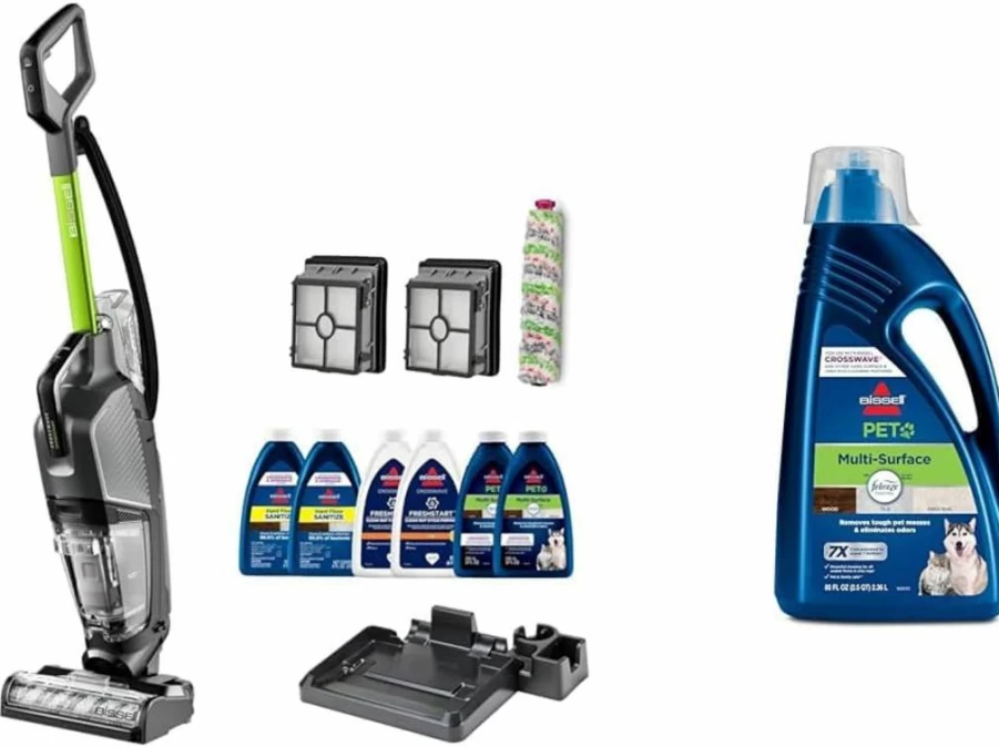 Bissell Crosswave Hydrosteam Deluxe 3-in-1 Wet Dry Vacuum: Multi-Surface Cleaner with Steam Mop & Wash Function, Includes Cleaning Formula, Green (Model 3515G)
