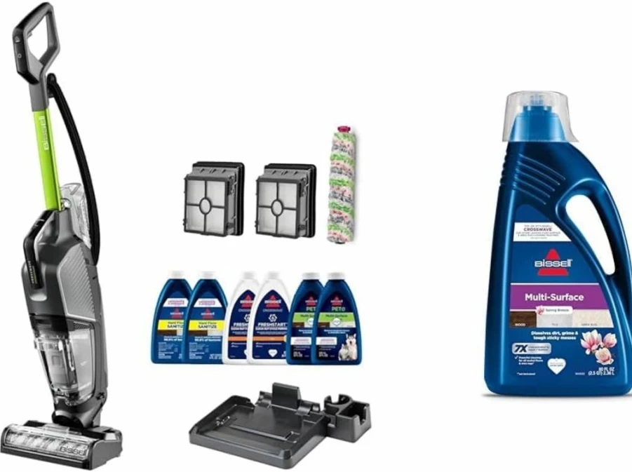 Bissell Crosswave Hydrosteam Deluxe 3-in-1 Wet Dry Vacuum: Multi-Surface Cleaner with Steam Mop & Wash Function, Includes Cleaning Formula, Green (Model 3515G)