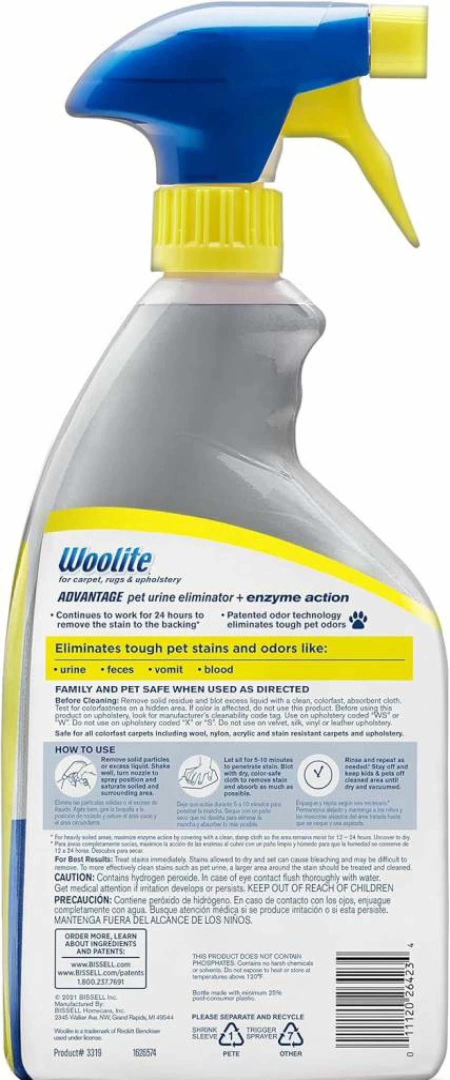 Bissell Pet Stain & Odor Eliminator, Woolite Advantage Formula, Urine Remover for Pets, 44 Fl Oz, 2-Pack