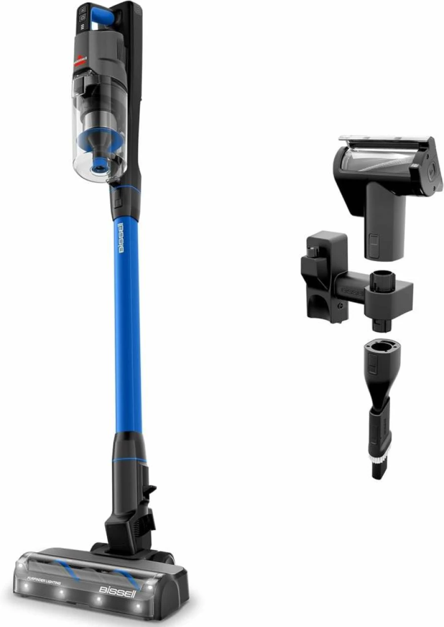 BISSELL Powerclean FurFinder 200W Cordless Vacuum Cleaner with Tangle-Free Brush Roll, Strong Suction, Removable Battery, Wall Mount, Upholstery Tool, LED Headlights for Pet Hair