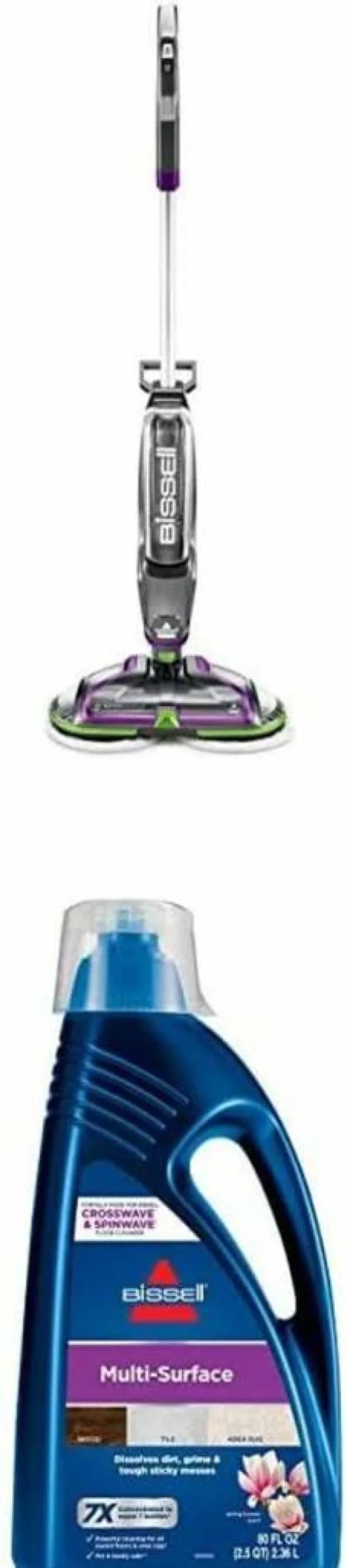 Bissell Spinwave Cordless Hard Floor Mop and Vacuum with Lay-Flat Design, Multi-Surface Cleaning, Includes Hard Floor Sanitizer Formula