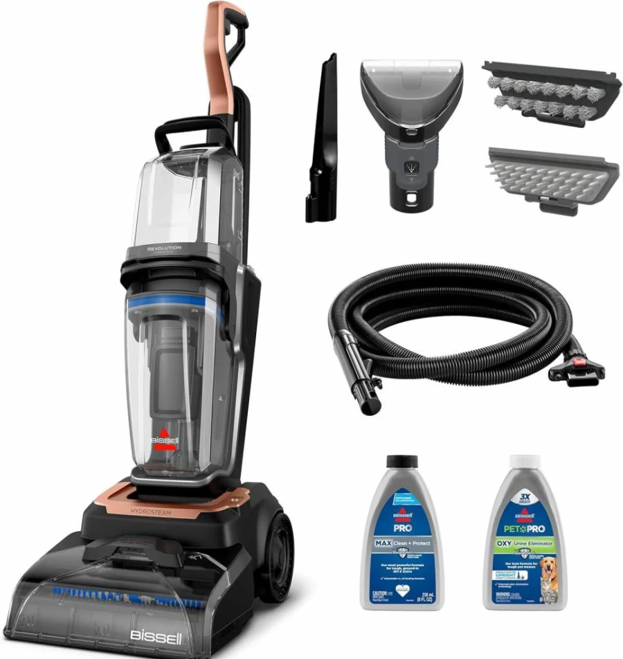 Bissell Revolution Hydrosteam Carpet Cleaner with Self-Cleaning Tool, Upright Deep Cleaner for Tough Stains, Includes Cleaning Formulas, Model 4123