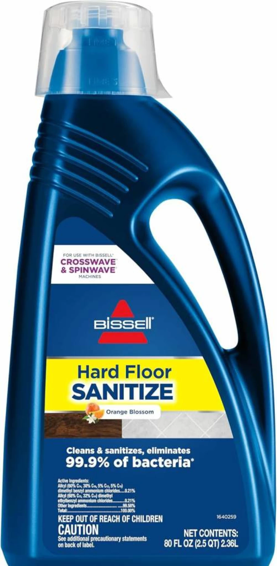 Bissell Hard Floor Cleaner Solution, 2504L, 80 Fl Oz, for Crosswave & Spinwave Mops, Orange Blossom Scent, Safe for Sealed Hard Floors