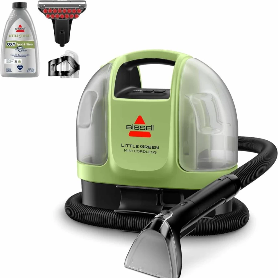 Bissell Little Green Portable Carpet Cleaner – Cordless Handheld Deep Cleaner for Cars, Upholstery, Stains with Hydrorinse Self-Cleaning & 4” Tough Stain Tool, Model 4015