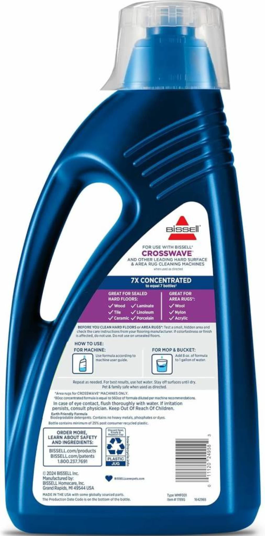 Bissell Crosswave & Spinwave Multisurface Floor Cleaner Solution - 80 Oz (1789g) for Hardwood, Tile & Laminate Floors