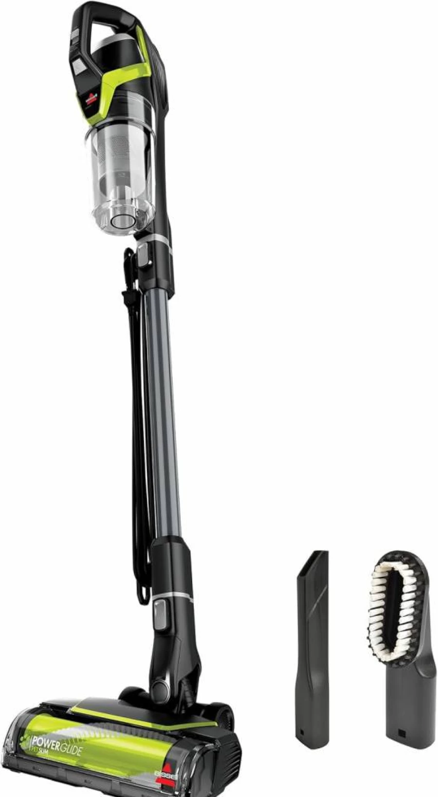 BISSELL Powerglide Slim Corded Vacuum for Pet Hair, Carpets & Hard Floors, Lightweight with Swivel Steering, 3-in-1 Dusting & Crevice Tools, XL Tank, Model 3070, Black/Green