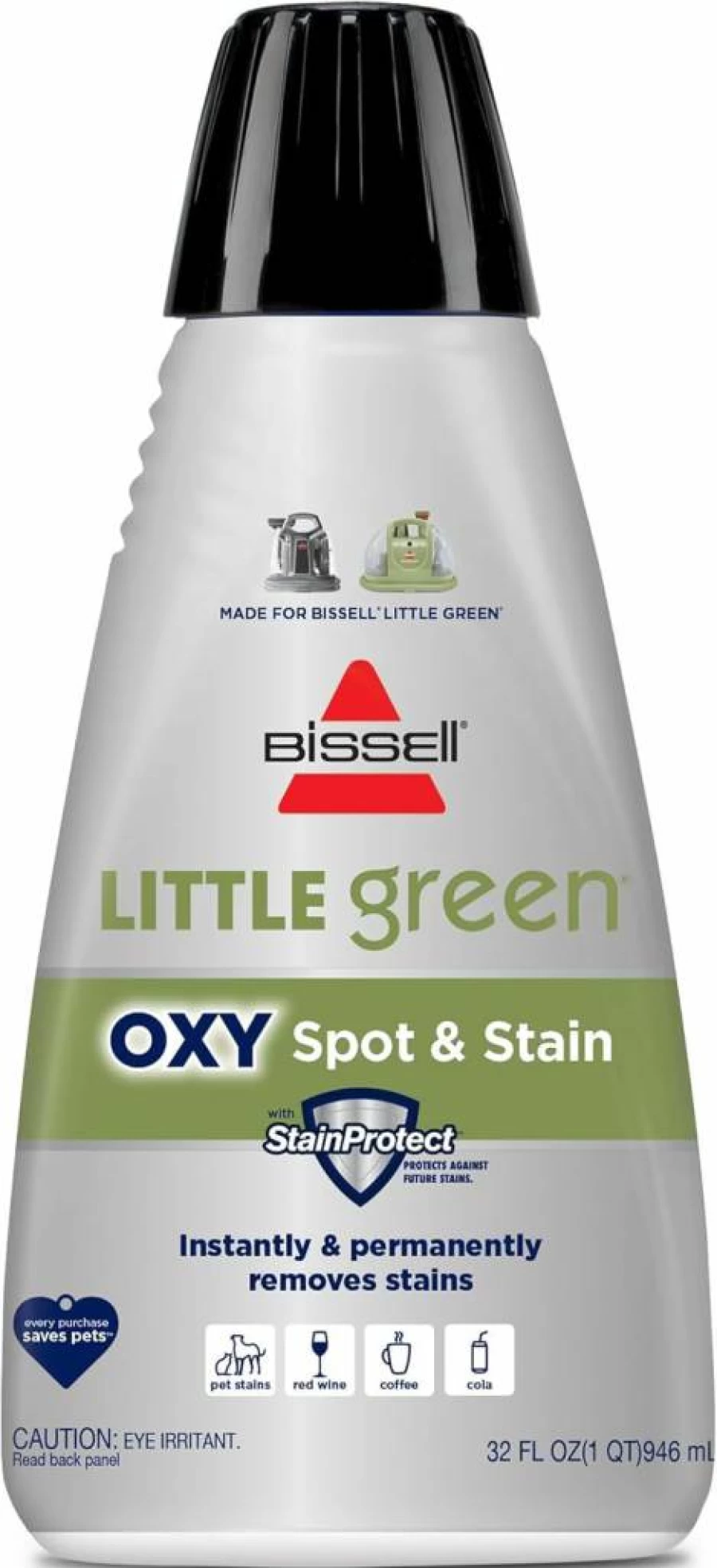 BISSELL Little Green Portable Carpet Cleaner Formula - Stain Remover for Upholstery, Pet Messes, and Small Areas