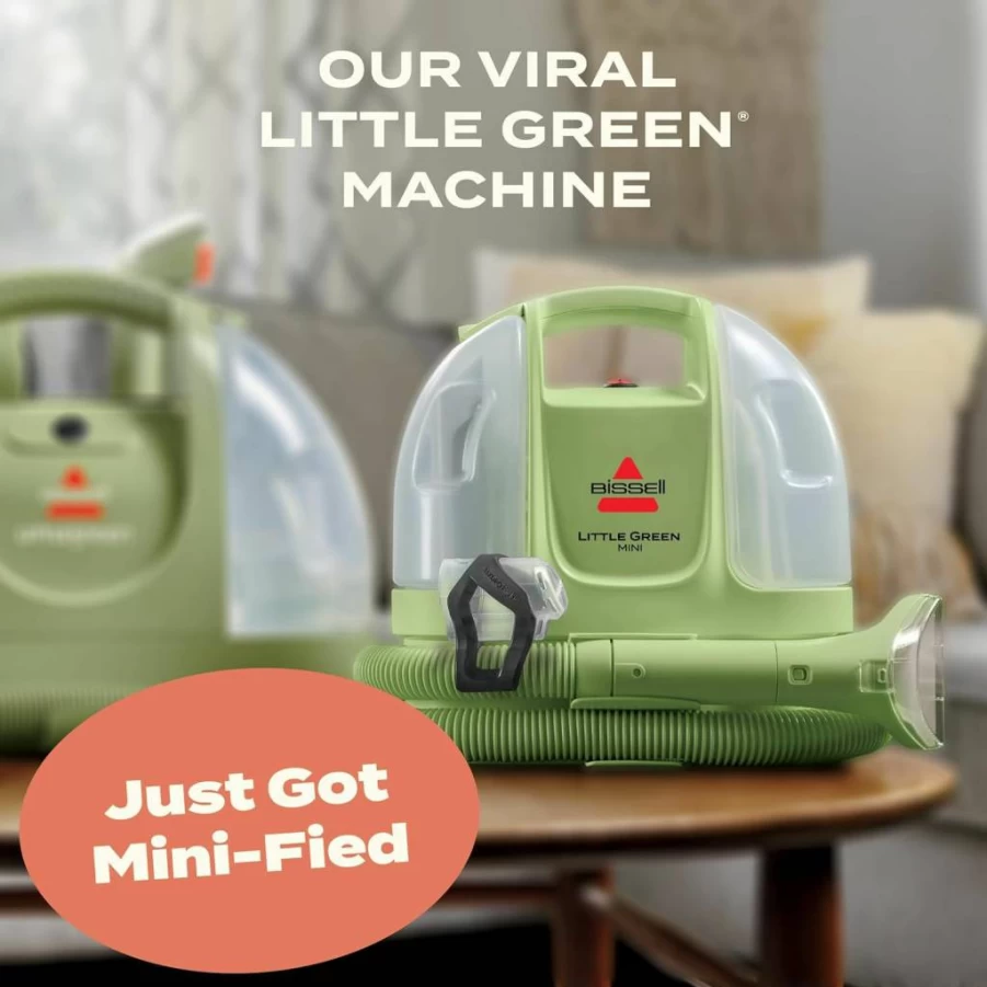 Bissell Little Green Portable Carpet Cleaner 4075 - Compact Deep Cleaner for Carpets, Upholstery & Auto Detailing with Hydrorinse Self-Cleaning & Tough Stain Tool, Tea Green