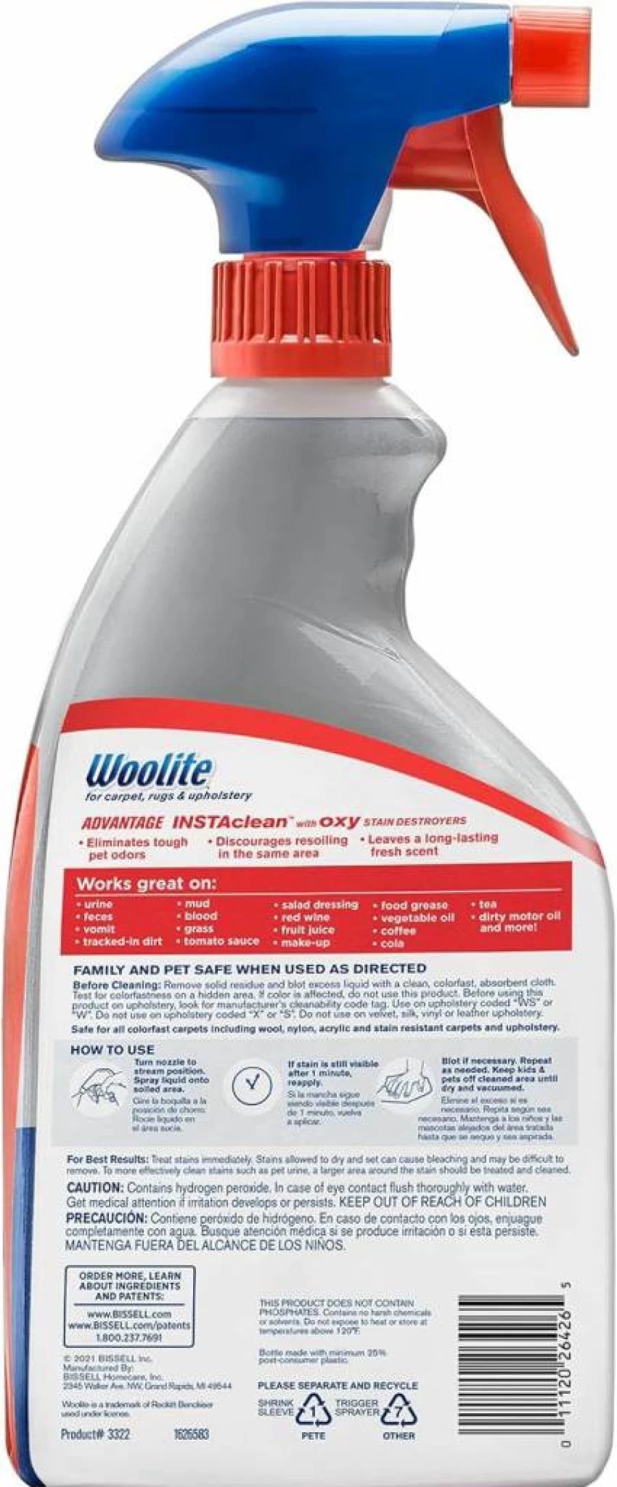 Woolite Advantage InstaClean Pet Stain Remover - 2 Pack (33.22 oz) for Dogs and Cats, Advanced Formula for Quick Cleaning
