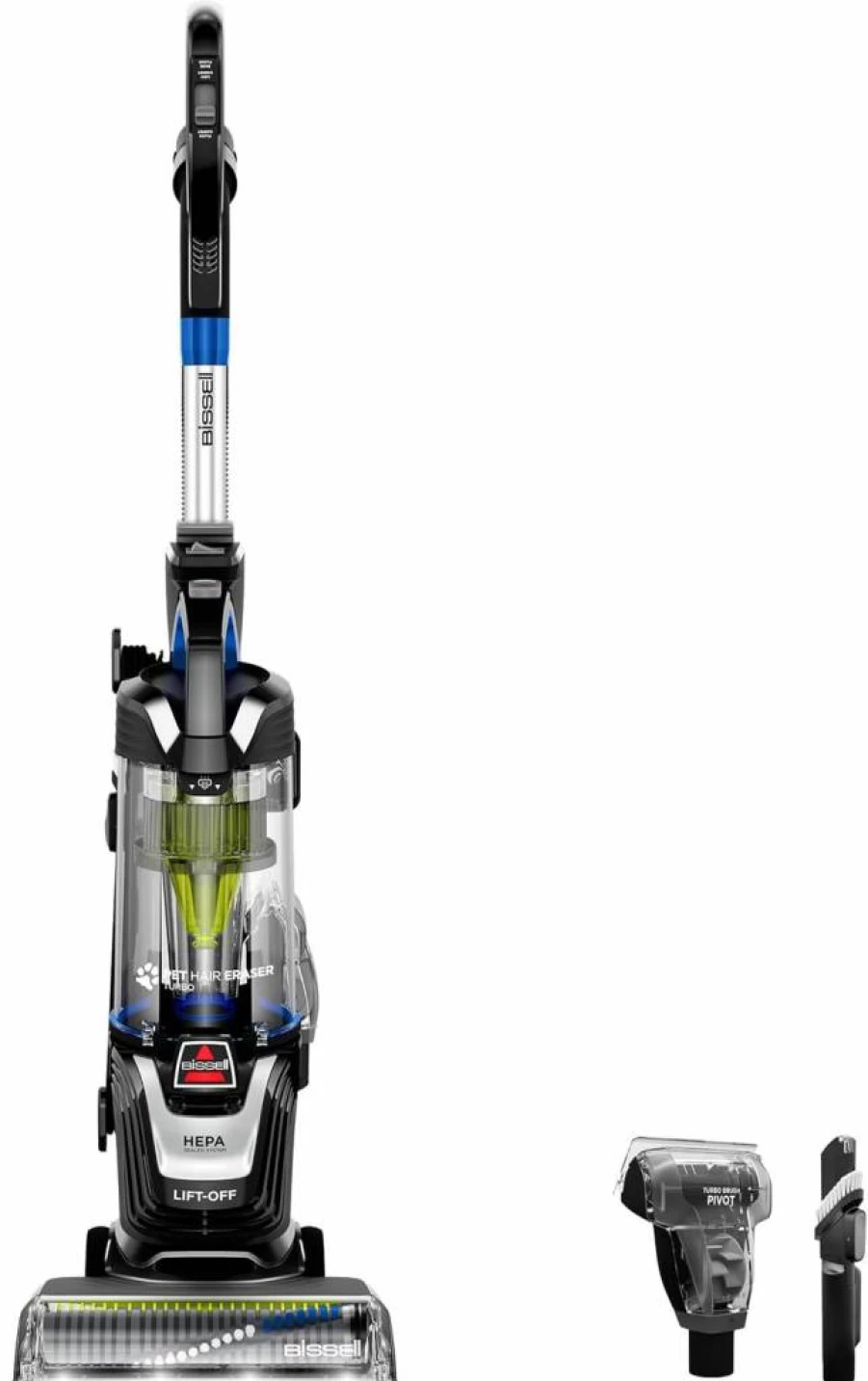 Bissell 3774F Pet Hair Eraser Turbo Lift-Off Vacuum with Self-Cleaning Brush Roll, HEPA Filtration, TurboBrush Pivot Tool, LED Dusting Brush, and Crevice Tool for Powerful Pet Hair Pickup