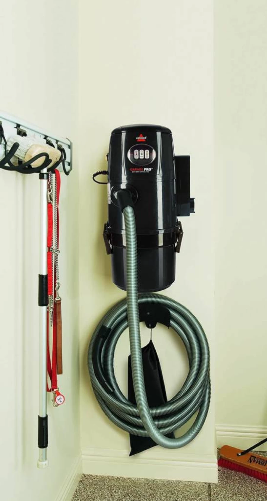Bissell Garage Pro Wall-Mounted 18P03 Wet Dry Vacuum and Blower with Auto Tool Kit, Gray, Heavy-Duty Car Cleaning System