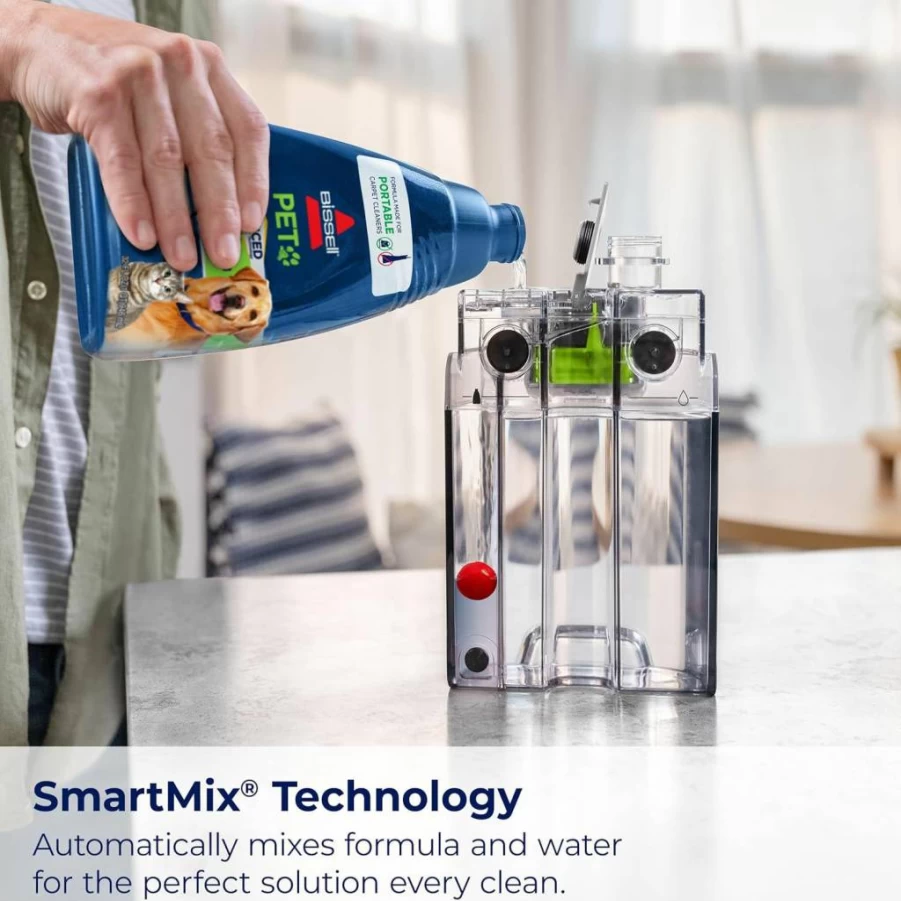 Bissell Little Green Max Pet SmartMix Portable Carpet Cleaner for Stains and Pet Hair, Upholstery & Auto Detailing with Self-Cleaning Tool, Model 38572