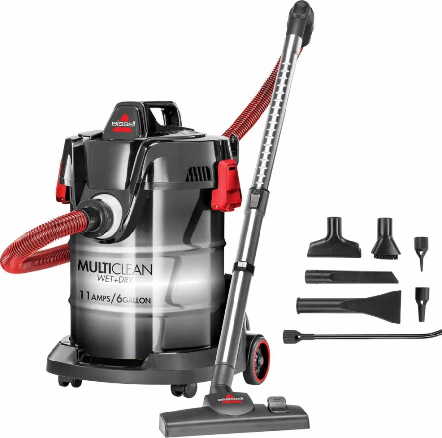 Bissell 2035M Multiclean Wet Dry Vacuum Cleaner for Garage and Auto, Powerful Suction, Portable, Red