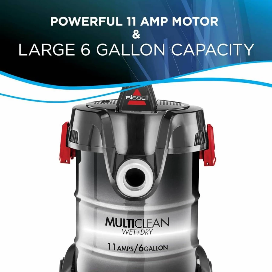 Bissell 2035M Multiclean Wet Dry Vacuum Cleaner for Garage and Auto, Powerful Suction, Portable, Red