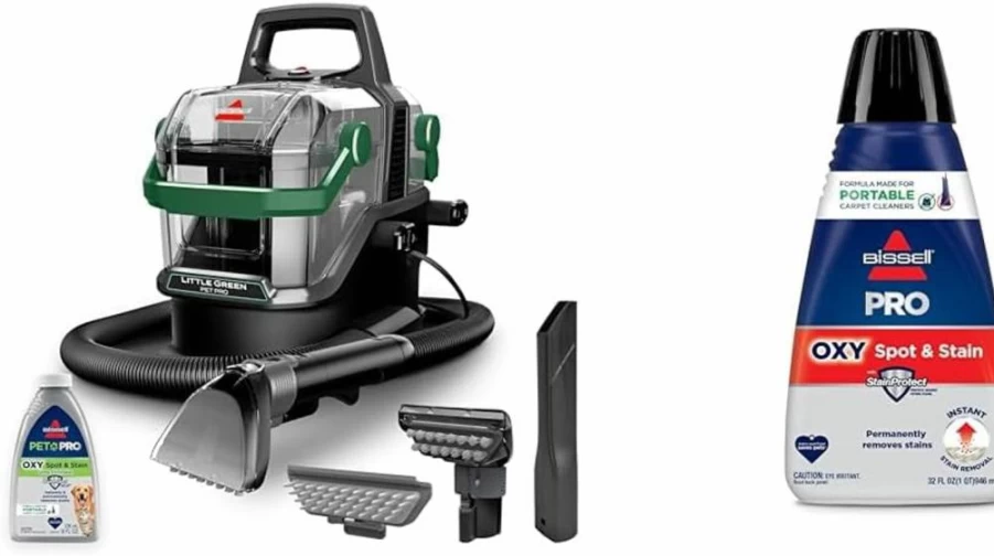 Bissell Little Green Pet Pro Portable Carpet Cleaner for Pets – Upholstery, Car & Auto Detailing with Stain Tool, Pet Hair Remover & Crevice Tool (Model 3909)