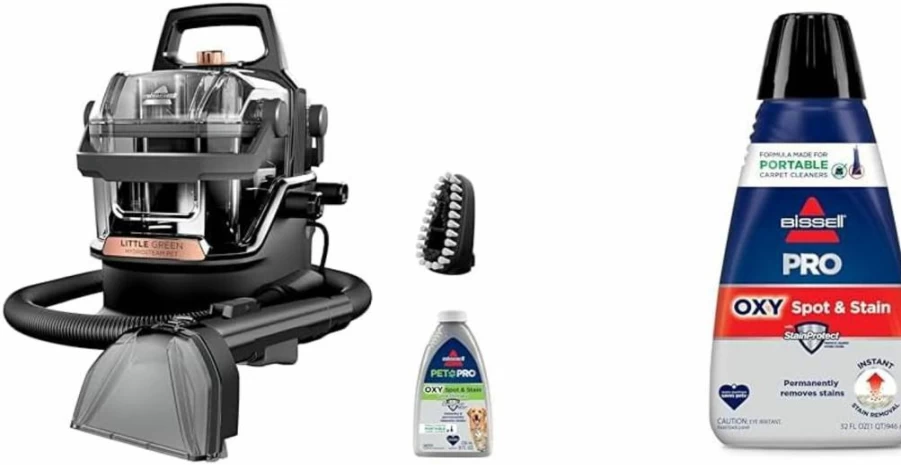 Bissell Little Green Hydrosteam Portable Carpet Cleaner – Multi-Surface Upholstery & Auto Detailing Machine, Quick-Dry Technology, Model 3618