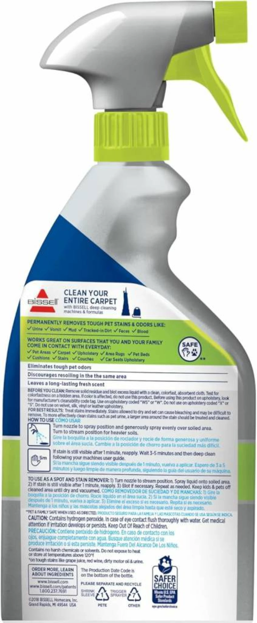 Bissell Oxy Stain Destroyer Pet Plus Pretreat Spray – 22 Oz for Tough Pet Stains and Odors