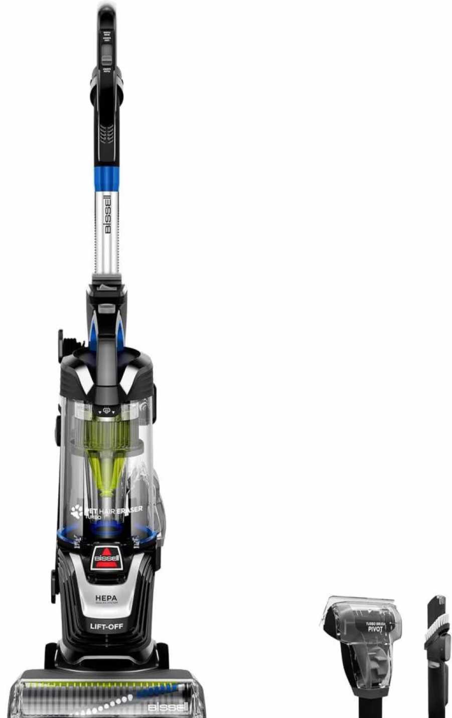 Bissell 27909 Pet Hair Eraser Turbo Rewind Vacuum Cleaner - Lightweight Corded Stick Vacuum with Tangle-Free Brush Roll, SmartSeal Allergen System, Headlights & Automatic Cord Rewind for Powerful Pet Hair Pickup, Blue