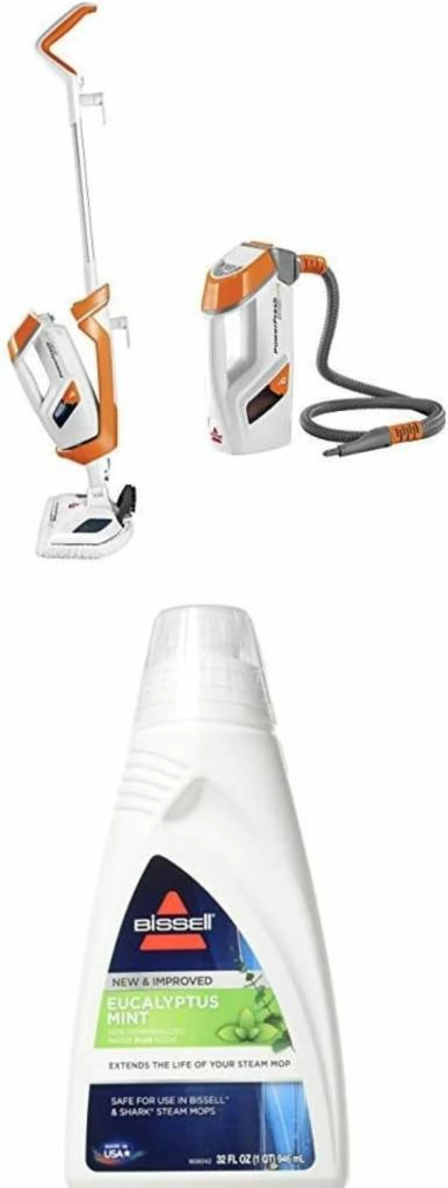 Bissell Powerfresh Lift-Off Pet Steam Mop for Hardwood Floors & Tile Cleaning, 1544A Orange | Steam Cleaner for Bathroom & Pet Messes | Lightweight & Detachable Design