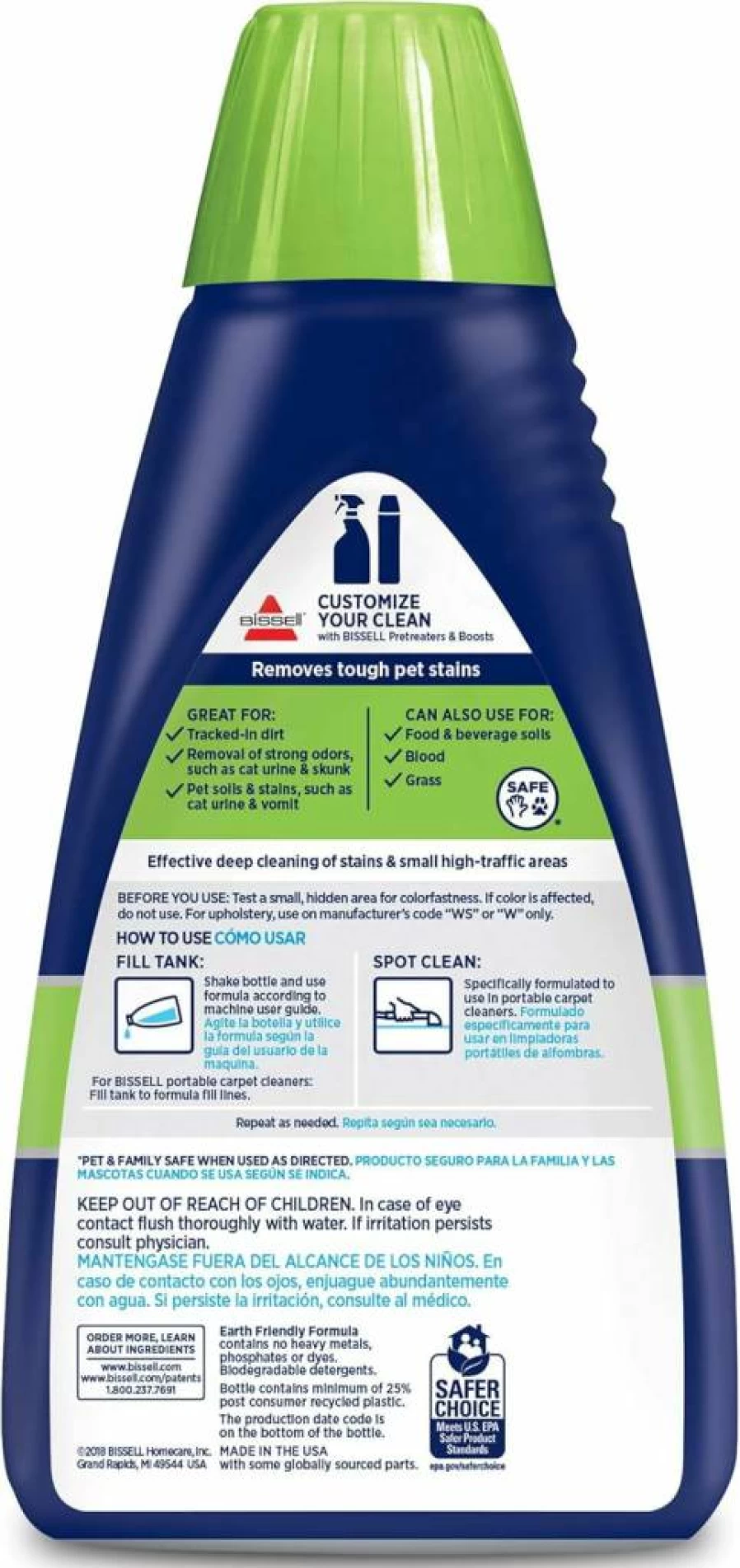 Bissell 74R7 Portable Pet Stain & Odor Eliminator Machine Formula, 32 oz – Effective Solution for Pet Accidents