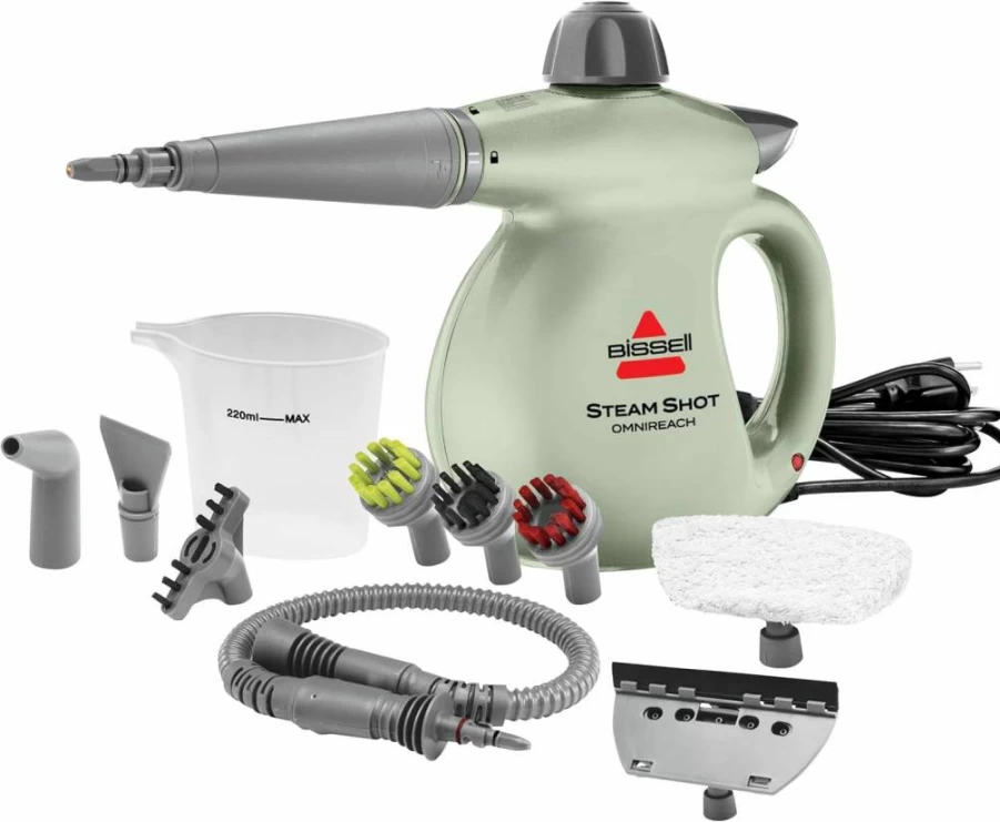 Bissell Steam Shot Omni Handheld Steam Cleaner with 7 Attachments for Tile, Grout, Windows, Bathroom, Kitchen – Portable Multi-Surface Cleaning