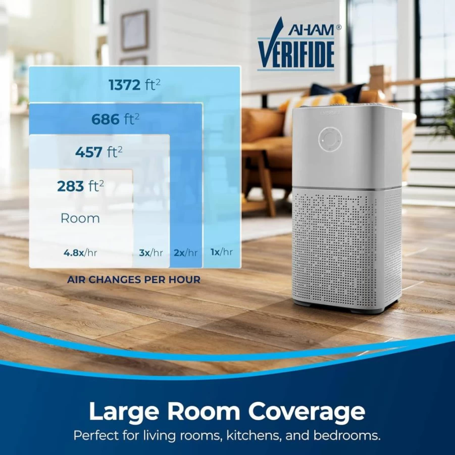Bissell Air180 Air Purifier with HEPA Filter for Home, Quiet Air Cleaner for Allergies and Pets, Compact Air Purification System for Bedroom or Office