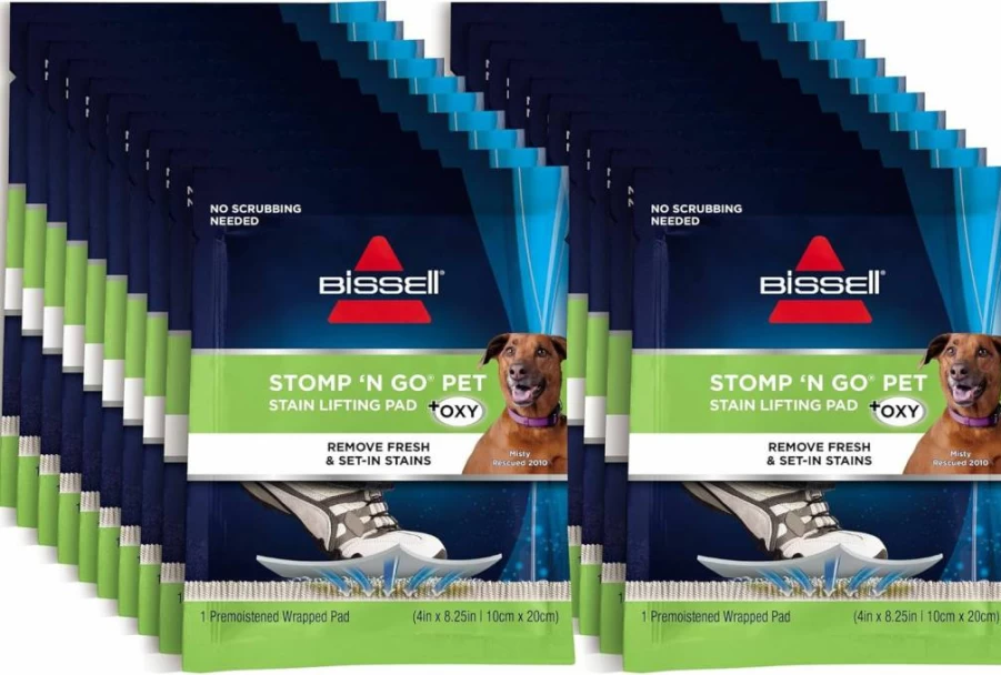 Bissell Stomp 'N Go Pet Stain Remover Pads with Oxy for Carpet & Rug Cleaning, 20 Count - Lifting & Odor Eliminating Pads for Pets