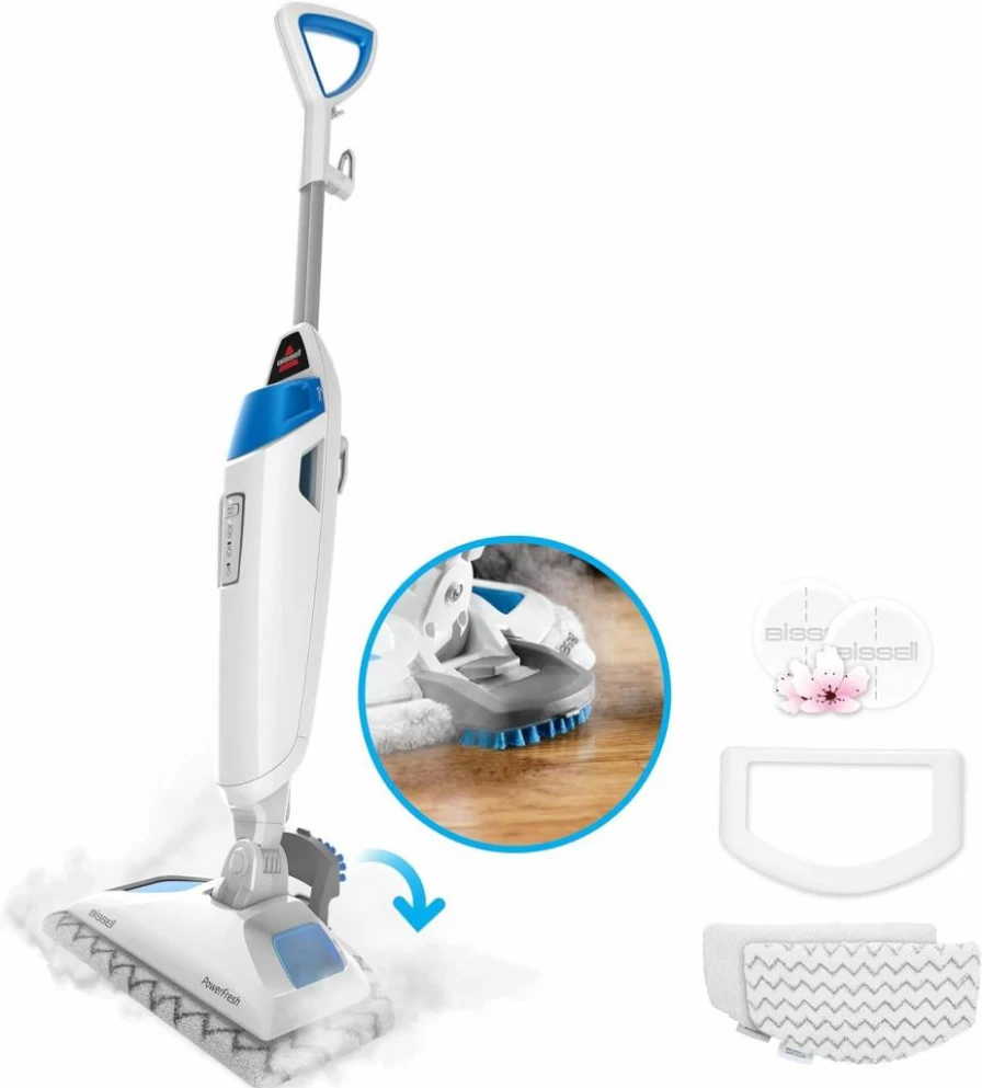 Bissell 1940A PowerFresh Steam Mop for Hardwood Floors & Tile Cleaning with Natural Sanitization & Flip-Down Scrubber