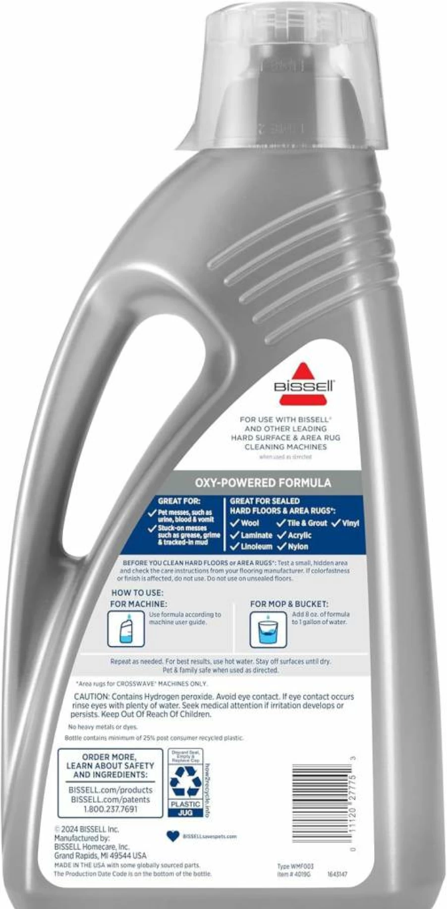 Bissell Crosswave Pet Formula Multi-Surface Cleaner with Febreze Freshness, 80 Oz, Safe for Sealed Hard Floors & Area Rugs, Removes Pet Stains & Odors, 2295L