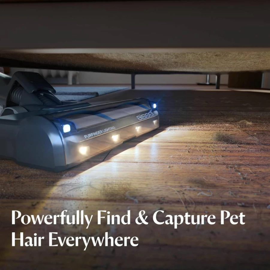 Bissell Powerclean Furguard 280W Cordless Vacuum Cleaner with Self-Cleaning Brush Roll, Strong Suction, Removable Battery, Wall Mount, Upholstery Tool, and LED Headlights for Pet Hair