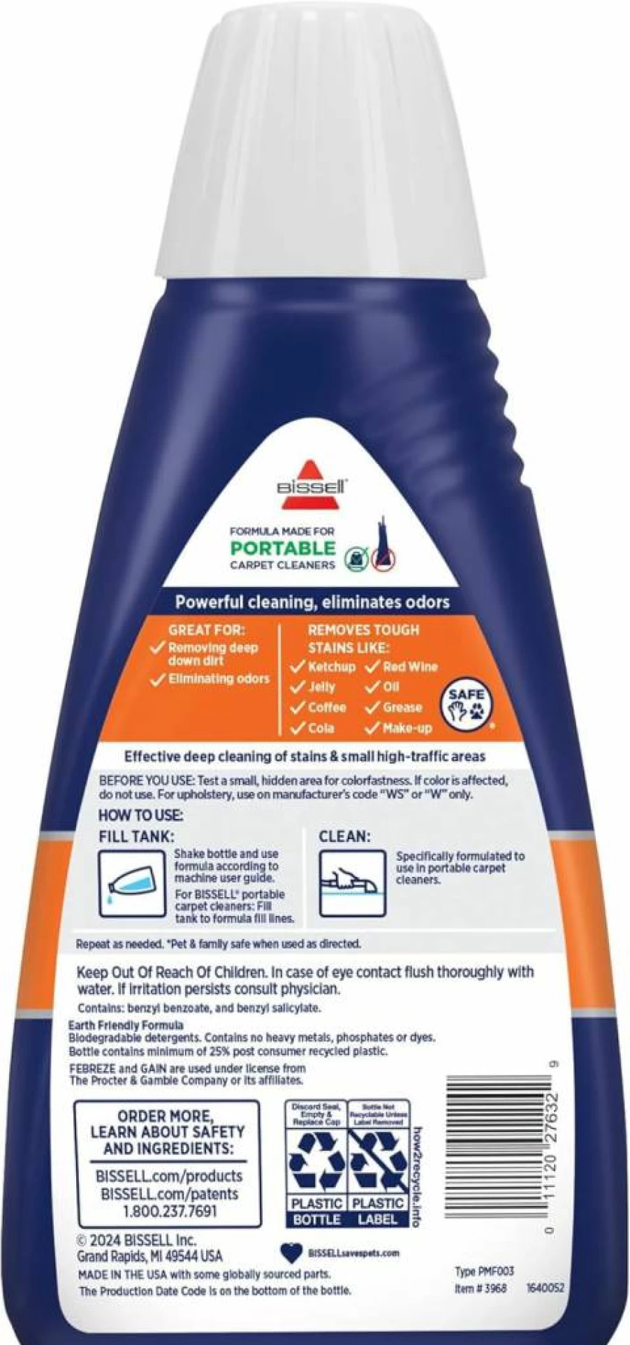 Bissell 7149 Spot & Stain Cleaner with Febreze Freshness, Spring & Renewal Scent, 32 oz Carpet Cleaner Solution for Pet Stains and Odors